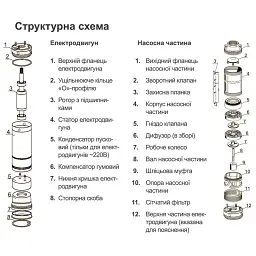 Насос відцентровий свердловинний 0.55кВт H 63(54)м Q 55(30)л/хв Ø105мм 40м кабелю 4SEm2/9 DONGYIN (777445) - мініатюра 11