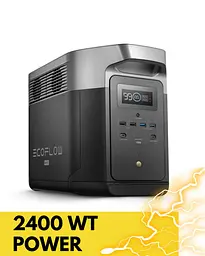 Зарядна станція EcoFlow E2000 2400W 2048Wh EU швидка зарядка , Євро розетки - мініатюра 2