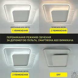 Смарт люстра керована світлодіодна AMATO 2S 60 Вт 505×505×52 мм Біла ESLLSE - мініатюра 3