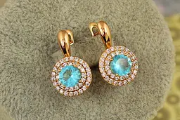 Сережки Xuping Jewelry Мрія із блакитним каменем 1,9 см золотисті