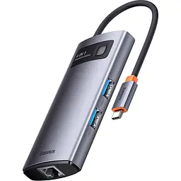 USB-Хаб Baseus USB-HubBaseus Metal Gleam Series 4-in-1 Multifunctional Type-C HUB Docking Station Gray （Type-C to U (WKWG070113)