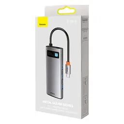Хаб Baseus Metal Gleam Series 5-in-1 Type-C HUB 30Hz Type-C to HDXiaomi*1+USB3.0*3+PD*1 WKWG020013 Grey - мініатюра 3