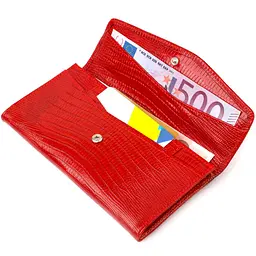 Фактурне жіноче портмоне з натуральної шкіри з тисненням Canpellini 21698 червоний - мініатюра 8