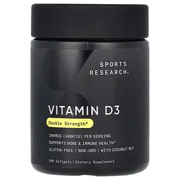 Витамин D Vitamin D3 100 mcg (4,000 IU) 360 жидких капсул Sports Research vit0006410
