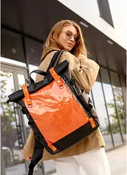 Жіночий рюкзак Sambag RollTop Hacking чорно-помаранчевий 41 x 30 x 16 см (24460129) - мініатюра 7