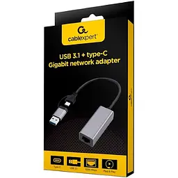 USB-Хаб Cablexpert A-USB3AC-LAN-01, з USB Type-A/C на Gigabit Ethernet (A-USB3AC-LAN-01) - мініатюра 3