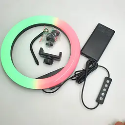 Кільцева LED лампа 30 см RGBW 8 кольорів зі штативом 210 см кільцеве світло підсвічування для фотографів блогерів тиктокерів візажистів - мініатюра 13