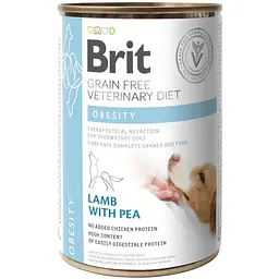 Вологий корм Brit GF VetDiet Obesity для собак при ожирінні та надмірній вазі ягня та горошок 400 г