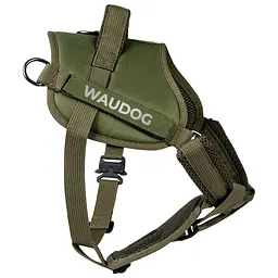 Шлея для службових собак Waudog PRO-2 світловідбивна металевий фастекс L В 70-100 см хакі