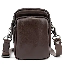 Месенджер маленький шкіряний чорний шоколад TIDING BAG 333-1C