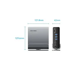 Концентратор Vention USB-C 15-in-1 2xHDMI + DisplayPort + RJ45 + SD/TF + 3.5mm gray (TPUH0) - мініатюра 5