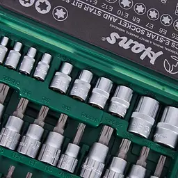 Набір торцевих головок Hans 1/2, 3/8, 1/4 внутрішній і зовнішній torx 34 предмети (9634Т) - мініатюра 6