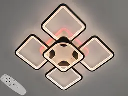 Люстра стельова LED Diasha 8060/4+1BK, 150W, 3200K-6500K, чорний метал, сучасний стиль, з диммером, пульт ДУ