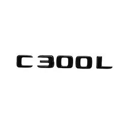 Емблема напис C300L для Mercedes-Benz C-Class чорна глянцева 160х23 мм пластик (на скотчі)