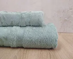 Набір турецьких бамбукових махрових рушників Cestepe 50х90+70х140 Bamboo Cicek Mint - мініатюра 2
