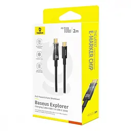 Кабель Baseus Explorer Series Auto Power-Off Type-C to Type-C 100W (2m) black (P10319704111-00) - мініатюра 2