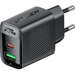Зарядний пристрій Acefast 2xUSB 30W (USB-C+USB-A) Gan A98 Black (6974316283263)