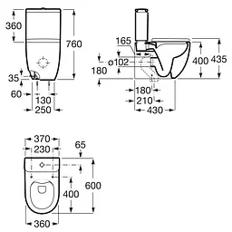 Чаша підлогового унітазу Roca Meridian-N Rimless A34224L000, Білий - мініатюра 2