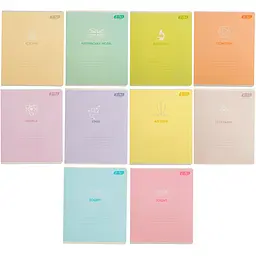 Набір зошитів ZiBi Pastel шкільні 8 предметів 10 шт. (ZB1701-99)