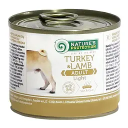 Вологий корм для собак схильних повноти з індичкою та ягнятиною Nature's Protection Light Turkey&Lamb, 200г