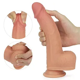 Реалістичний вібратор Lovetoy Dual Layer Rotating Nature Cock Anthony 21.5 см тілесний - мініатюра 7