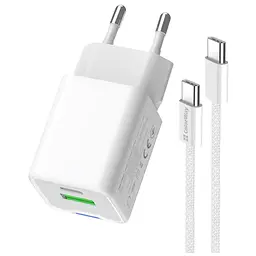 Зарядний пристрій ColorWay C101A GaN Mini 20 Вт PD PPS USB-C + USB-A QC 4.0 + кабель USB-C — USB-C чорний (CW-CHS062PDC-WT) - мініатюра 5