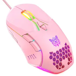 Комп'ютерна мишка Onikuma для ПК і ноутбука C15 Pro 6400 DPI дротова з RGB підсвіткою 7 кнопок Рожевий