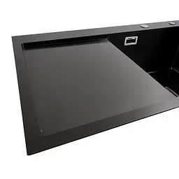 Кухонна мийка Platinum Handmade PVD Black 78x50B R (два отвори, квадратний сифон, 3.0/1.0 мм), Чорний - мініатюра 3