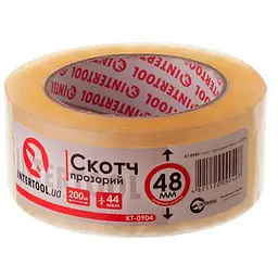 Скотч односторонній Intertool 48 мм х 200 м х 52 мкм прозорий (в упаковці 3 шт.)