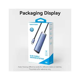 Концентратор Vention USB 3.1 Type-C to HDMI/USB 3.0x3/PD 100W Blue Aluminum Alloy Hub 5-in-1 (TGESB) - мініатюра 12