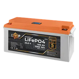 Акумулятор LP LiFePO4 24V (25,6V) - 100 Ah (2560Wh) (BMS 150/75А) пластик LCD для ДБЖ - мініатюра 2