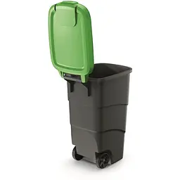 Бак для сміття Prosperplast Wheeler 90 л чорний зелена кришка (NBWB90-362C) - мініатюра 2