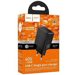 МЗП Hoco CS113A Lounge single port PD40W charger(EU) Black - мініатюра 2