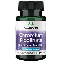 Хром Swanson Chromium Picolinate 200 mcg, 100 капсул для підтримки рівня цукру в крові