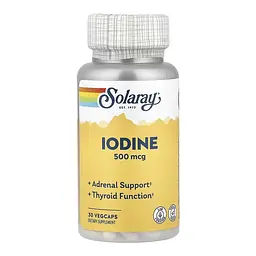 Источник органического йода Келп/Йод Solaray 500 мкг (Iodine) – 30 вегетарианских капсул
