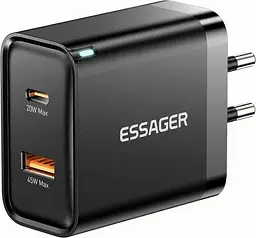 Блочок - зарядний адаптер Essager 65w (2 виходи) ES-CD43 чорний