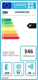 Холодильник двокамерний Beko CNA400EC0ZX - 201x60 No Frost Everfrsh+ 400 л дисплей А+ нержавіюча сталь (CNA400EC0ZX) - мініатюра 4