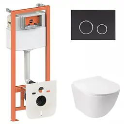 Набір Qtap Nest 4 в 1 підвісний унітаз Jay Ultra Quiet 485x360x320 + комплект інсталяції QT07335177W45136 - мініатюра 1