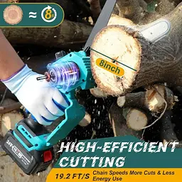 Бездротова акумуляторна міні ланцюгова пилка chain saw 8 дюймів з подачею олії 2 акб і зарядним пристроєм - мініатюра 3