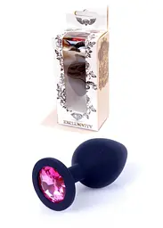 Силіконова анальна пробка з кристалом Boss Silikon Jewellery 8 см (рожевий)