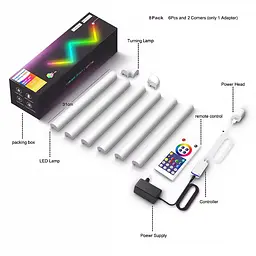 Настінний світильник Lines SAL-013B Bluetooth USB interface with app (6+2 pcs) White Epik teh0029693 - мініатюра 2