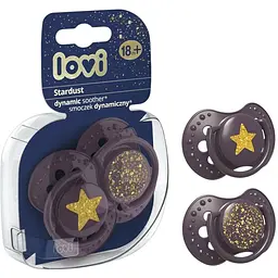Пустушка силіконова динамічна LOVI Stardust 18+ місяців 2 шт. фіолетова (22/895_violet) - мініатюра 2