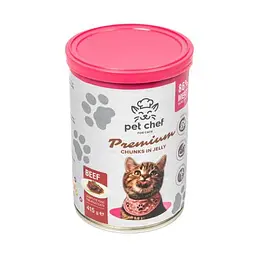 Корм вологий для дорослих котів Pet Chef, шматочки в желе з яловичиною 415 г - мініатюра 5
