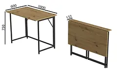Стіл розкладний Моріс Ferrum-decor 750x1000x600 Чорний метал ДСП Дуб Артізан 16 мм (FRD-104674) - мініатюра 11
