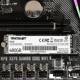 Накопичувач внутрішній швидкісний М2 SSD 480G NVMe PCIe Gen3x4 M.2 2280 PATRIOT P310 - мініатюра 6