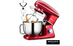 Кухонний комбайн Mozano професійний тістоміс Kitchen Machine 2300 Вт чаша 6,2 л Red Кулінарна книга в подарунок - мініатюра 7