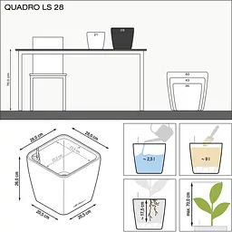 Вазон Lechuza Quadro Premium LS 28 сіро-коричневий (16145) - мініатюра 3