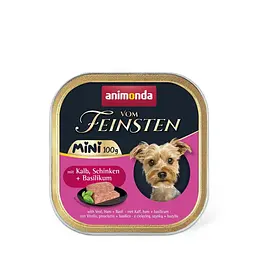 Вологий корм для собак дрібних порід Animonda Vom Feinsten Adult Mini з телятиною, шинкою + базилік 100 г (арт.AM-82360)