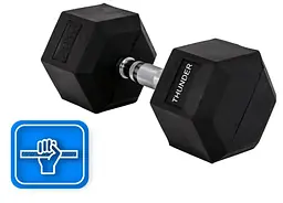 Гантель шестигранна Thunder 20 кг (HEXAGONAL-DUMBBELLS-20KG) - мініатюра 4