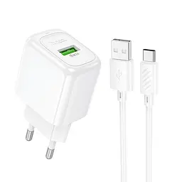 Сітчасте зарядне пристрій з кабелем HOCO CS52A Surplus single-port QC3.0 charger set(Type-C) Білий